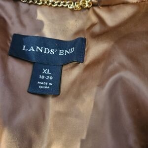 Lands' End Womens XL 18-20 Gold Belted Collar Down & Feather Filled Jacket